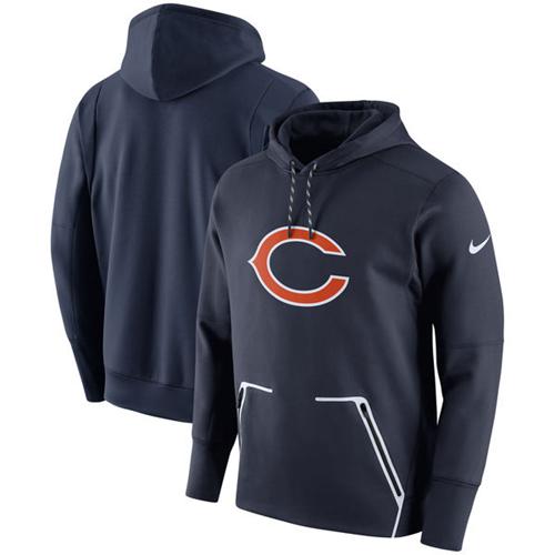 Men's Chicago Bears Nike Navy Champ Drive Vapor Speed Performance Pullover Hoodie - Click Image to Close